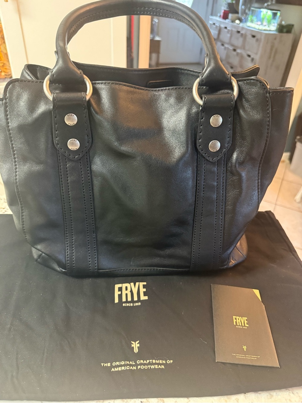FRYE Black Leather Tote Bag